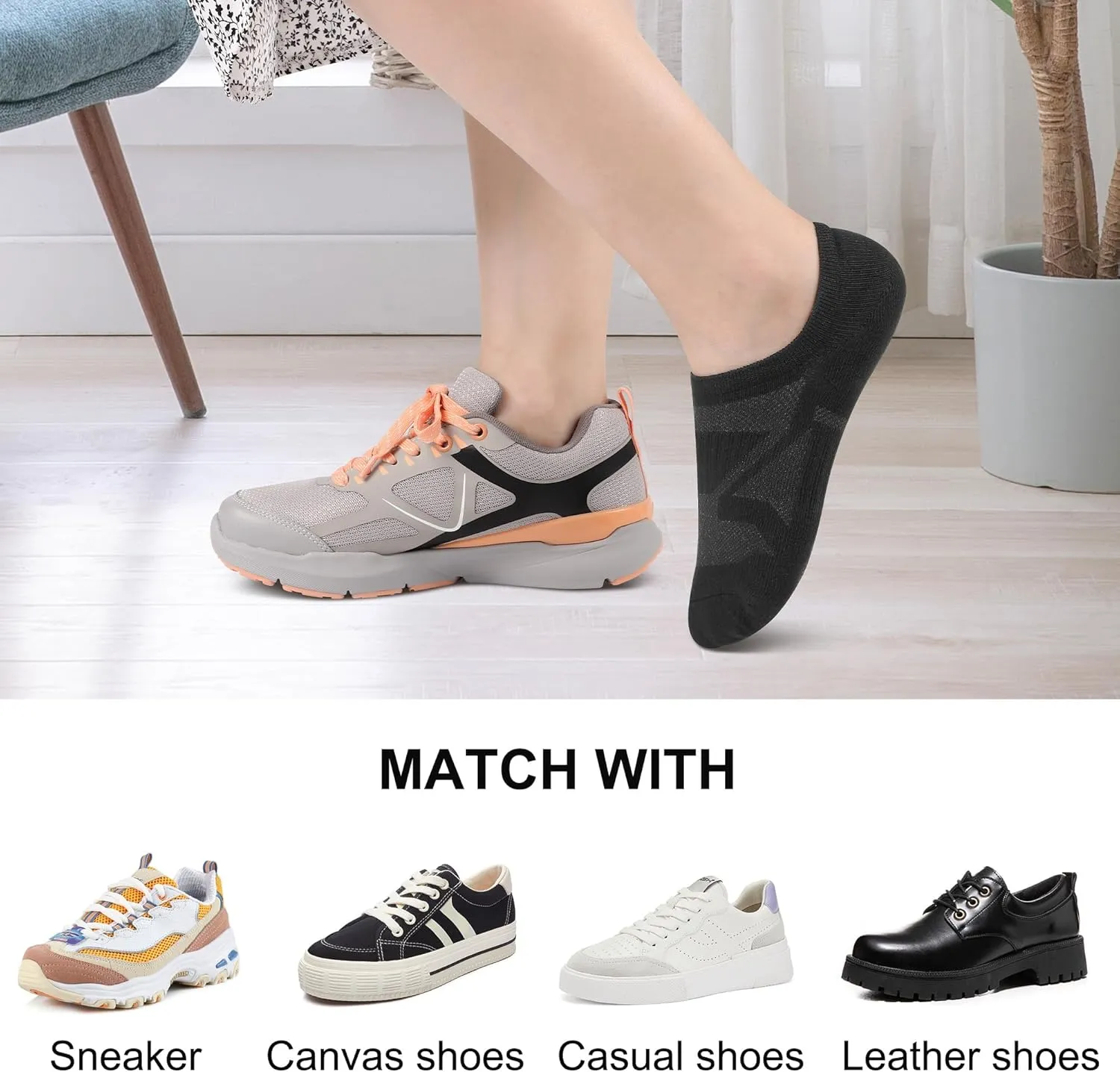 wernies No Show Socks Women - 8 Pairs Ankle Socks for Women, Low Cut Socks Short Cotton Socks, Invisible Casual Socks