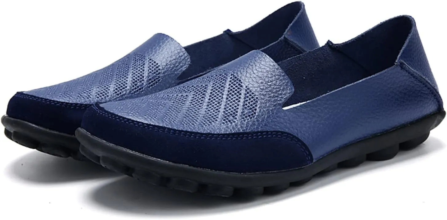 WERWAES Ladies Loafers Arch Support Moccasin Shoes Comfortable Leather Breathable Loafer Flat Memory Sole Walking Nurse Driving Fashion Soft Shoes Work Shoes