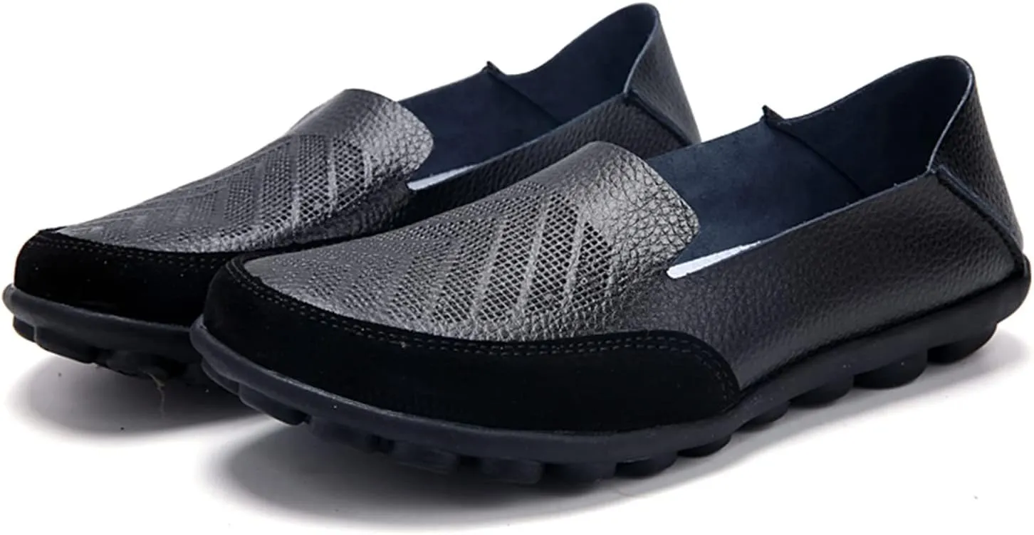 WERWAES Ladies Loafers Arch Support Moccasin Shoes Comfortable Leather Breathable Loafer Flat Memory Sole Walking Nurse Driving Fashion Soft Shoes Work Shoes