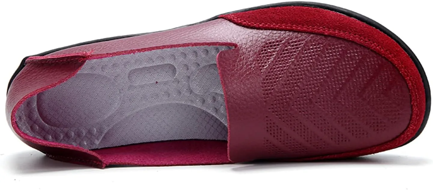 WERWAES Ladies Loafers Arch Support Moccasin Shoes Comfortable Leather Breathable Loafer Flat Memory Sole Walking Nurse Driving Fashion Soft Shoes Work Shoes