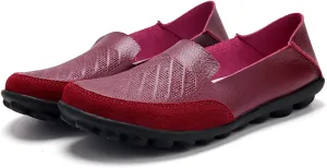 WERWAES Ladies Loafers Arch Support Moccasin Shoes Comfortable Leather Breathable Loafer Flat Memory Sole Walking Nurse Driving Fashion Soft Shoes Work Shoes