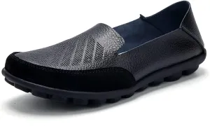 WERWAES Ladies Loafers Arch Support Moccasin Shoes Comfortable Leather Breathable Loafer Flat Memory Sole Walking Nurse Driving Fashion Soft Shoes Work Shoes