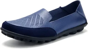 WERWAES Ladies Loafers Arch Support Moccasin Shoes Comfortable Leather Breathable Loafer Flat Memory Sole Walking Nurse Driving Fashion Soft Shoes Work Shoes
