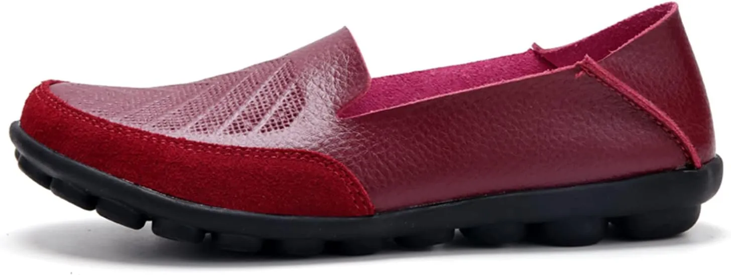 WERWAES Ladies Loafers Arch Support Moccasin Shoes Comfortable Leather Breathable Loafer Flat Memory Sole Walking Nurse Driving Fashion Soft Shoes Work Shoes