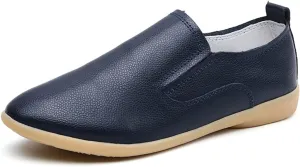 WERWAES Ladies Loafers Moccasin Shoes Comfortable Leather Lightweight Loafer Flat Walking Nurse Driving Fashion Soft Shoes Work Shoes