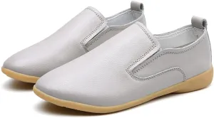 WERWAES Ladies Loafers Moccasin Shoes Comfortable Leather Lightweight Loafer Flat Walking Nurse Driving Fashion Soft Shoes Work Shoes