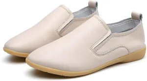 WERWAES Ladies Loafers Moccasin Shoes Comfortable Leather Lightweight Loafer Flat Walking Nurse Driving Fashion Soft Shoes Work Shoes