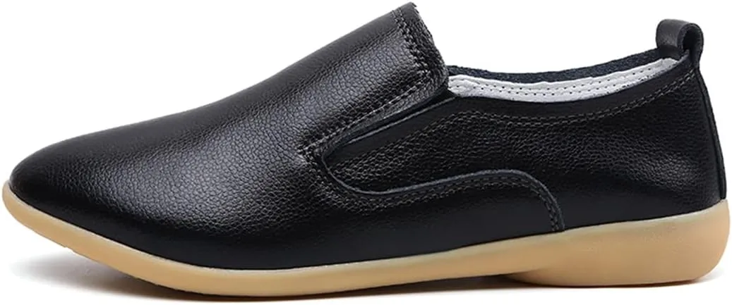 WERWAES Ladies Loafers Moccasin Shoes Comfortable Leather Lightweight Loafer Flat Walking Nurse Driving Fashion Soft Shoes Work Shoes