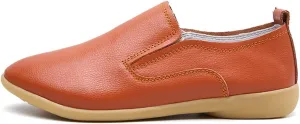 WERWAES Ladies Loafers Moccasin Shoes Comfortable Leather Lightweight Loafer Flat Walking Nurse Driving Fashion Soft Shoes Work Shoes