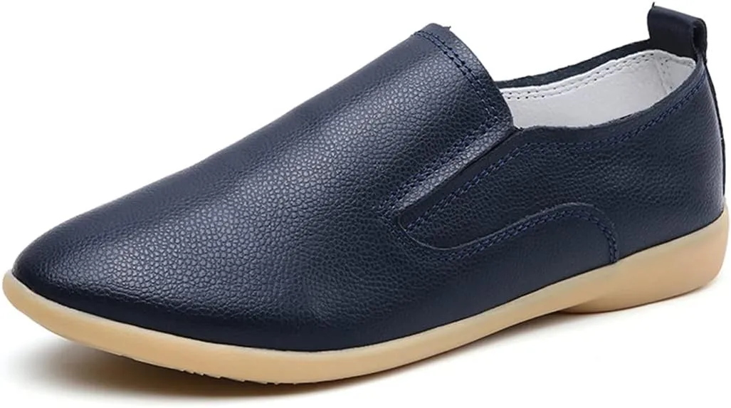 WERWAES Ladies Loafers Moccasin Shoes Comfortable Leather Lightweight Loafer Flat Walking Nurse Driving Fashion Soft Shoes Work Shoes
