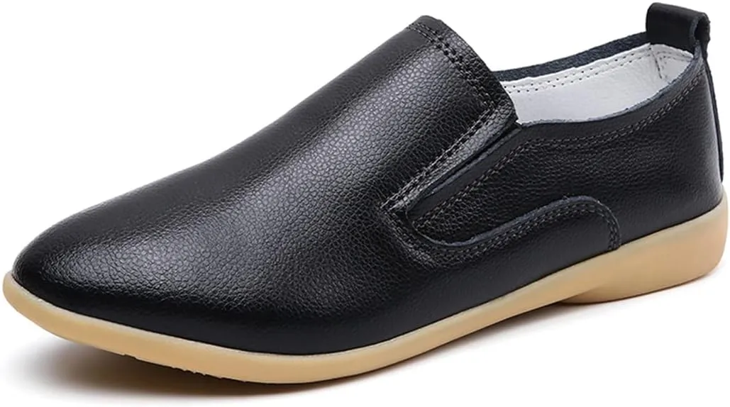 WERWAES Ladies Loafers Moccasin Shoes Comfortable Leather Lightweight Loafer Flat Walking Nurse Driving Fashion Soft Shoes Work Shoes