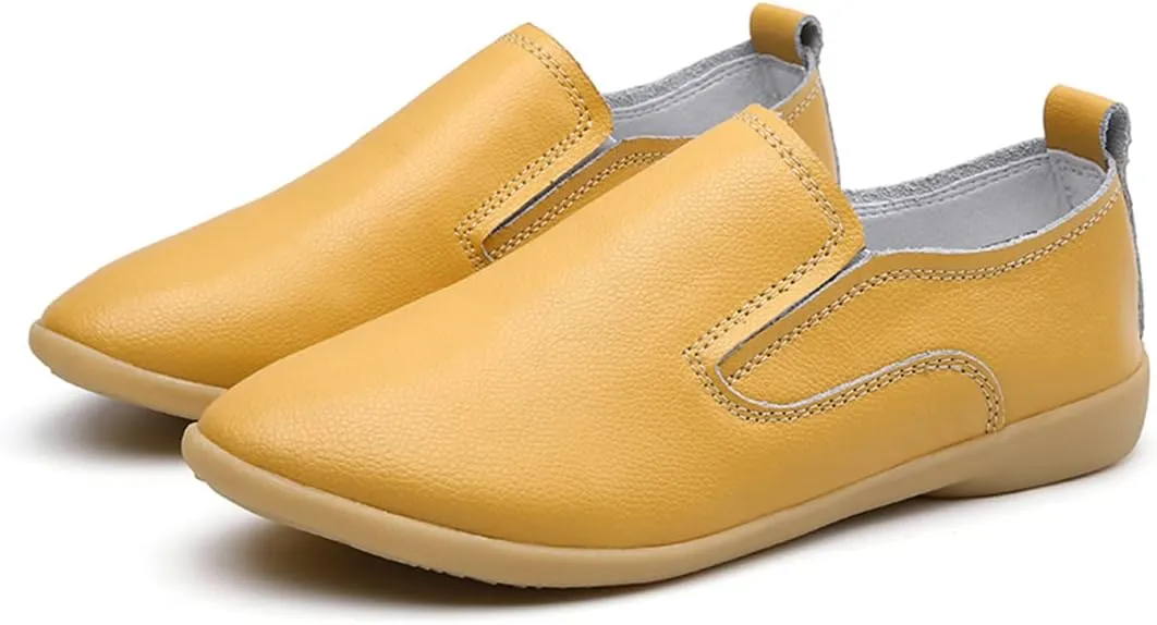 WERWAES Ladies Loafers Moccasin Shoes Comfortable Leather Lightweight Loafer Flat Walking Nurse Driving Fashion Soft Shoes Work Shoes