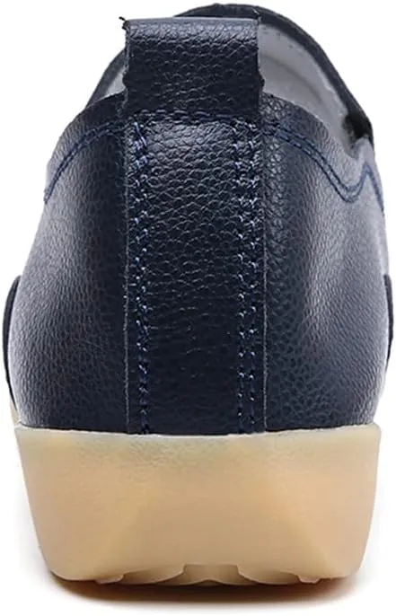 WERWAES Ladies Loafers Moccasin Shoes Comfortable Leather Lightweight Loafer Flat Walking Nurse Driving Fashion Soft Shoes Work Shoes