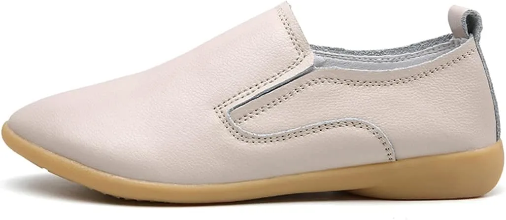 WERWAES Ladies Loafers Moccasin Shoes Comfortable Leather Lightweight Loafer Flat Walking Nurse Driving Fashion Soft Shoes Work Shoes