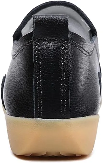 WERWAES Ladies Loafers Moccasin Shoes Comfortable Leather Lightweight Loafer Flat Walking Nurse Driving Fashion Soft Shoes Work Shoes