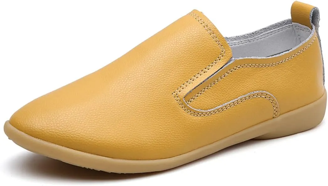 WERWAES Ladies Loafers Moccasin Shoes Comfortable Leather Lightweight Loafer Flat Walking Nurse Driving Fashion Soft Shoes Work Shoes