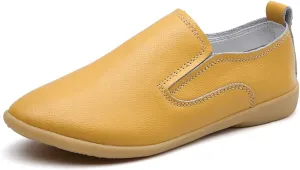 WERWAES Ladies Loafers Moccasin Shoes Comfortable Leather Lightweight Loafer Flat Walking Nurse Driving Fashion Soft Shoes Work Shoes