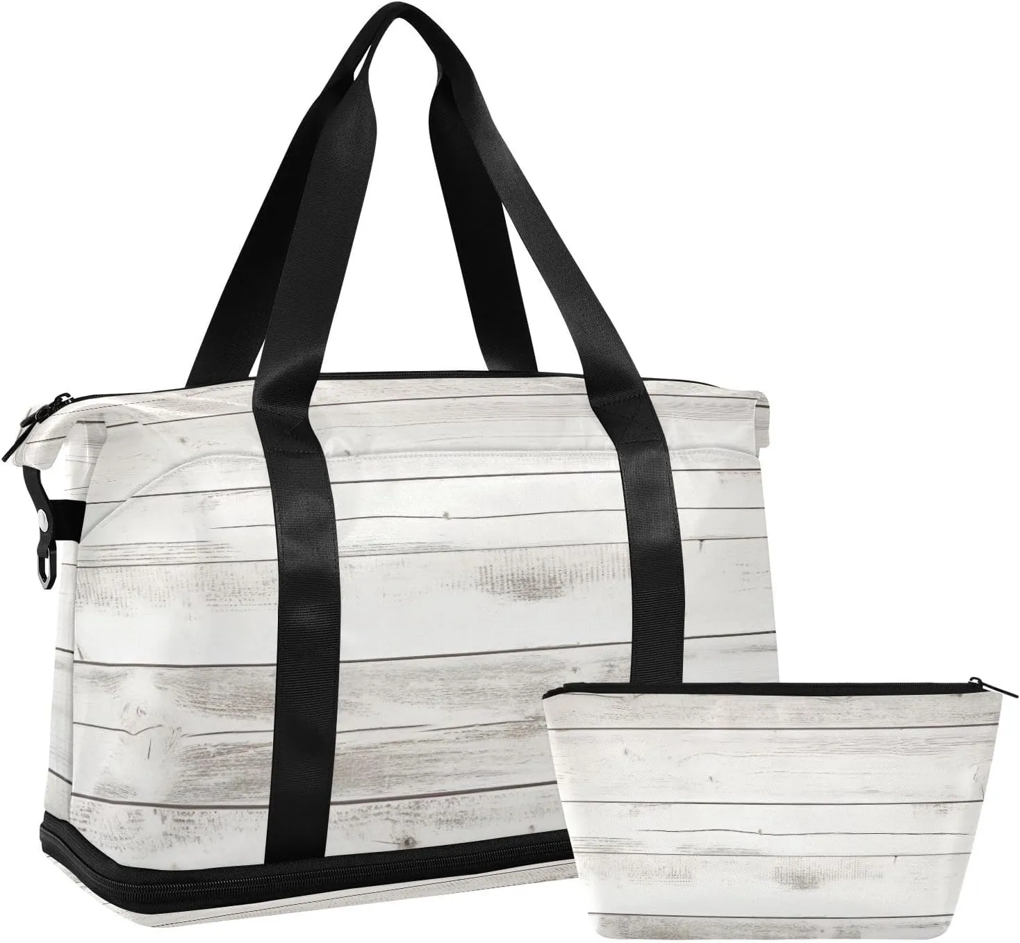 White Wood Sports Gym Bag,Travel Duffel bag with Wet Pocket & Shoes Compartment Lightweight Waterproof Overnight Bag for Men Women
