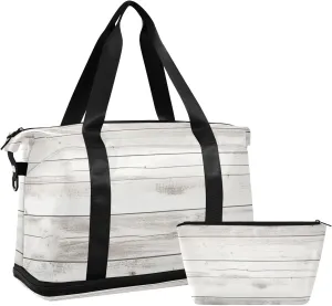 White Wood Sports Gym Bag,Travel Duffel bag with Wet Pocket & Shoes Compartment Lightweight Waterproof Overnight Bag for Men Women