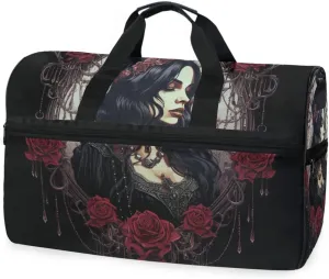 Witch Portrait Travel Duffel Bag Luggage Sports Gym Bags With Shoes Compartment Large Capacity Lightweight Duffle Bag For Men Women