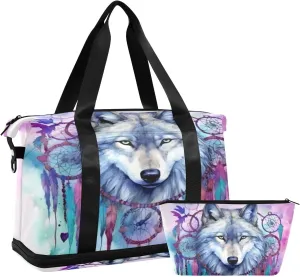Wolf Sports Gym Bag,Travel Duffel bag with Wet Pocket & Shoes Compartment Lightweight Waterproof Overnight Bag for Men Women