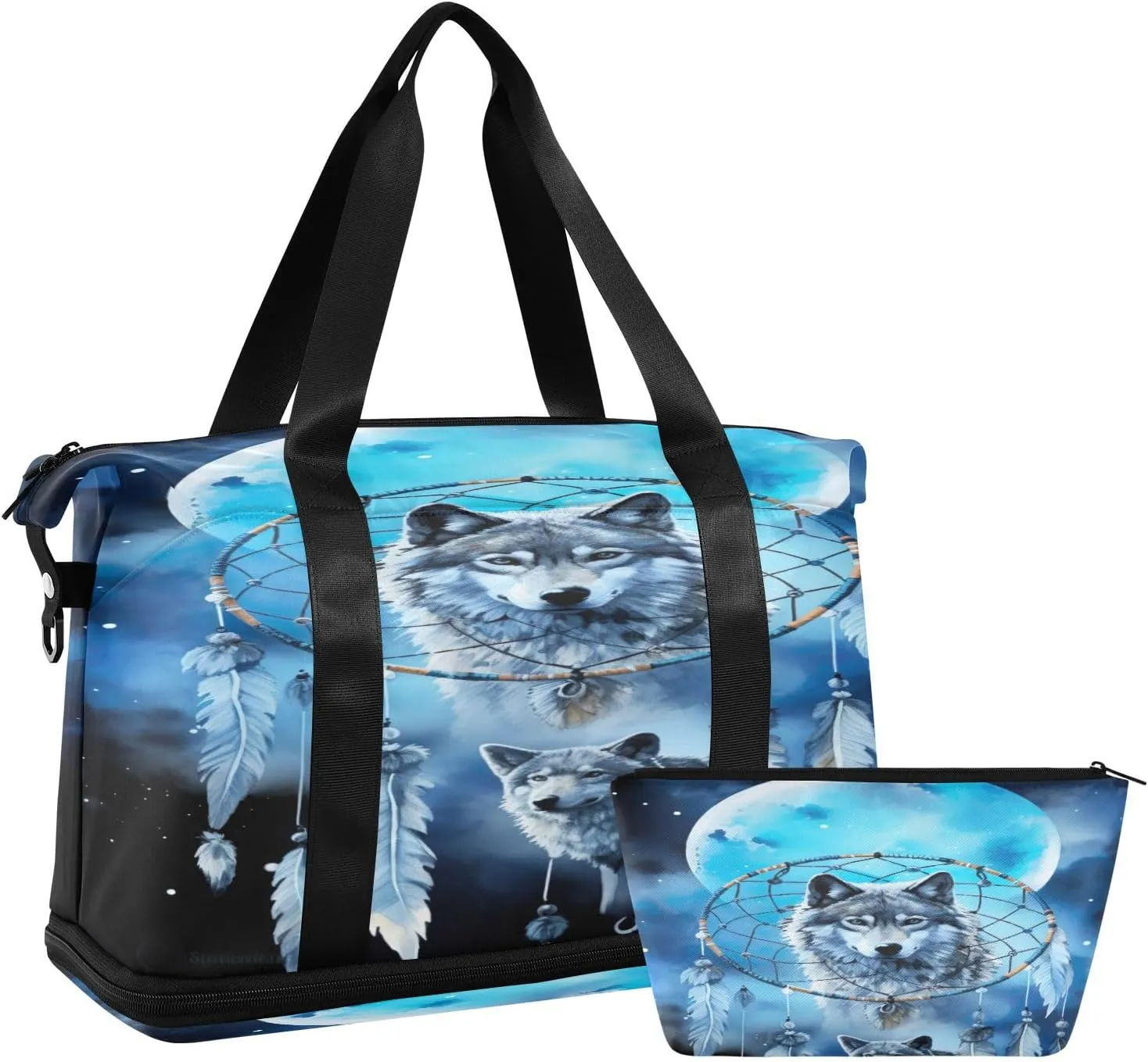 Wolf Sports Gym Bag,Travel Duffel bag with Wet Pocket & Shoes Compartment Lightweight Waterproof Overnight Bag for Men Women