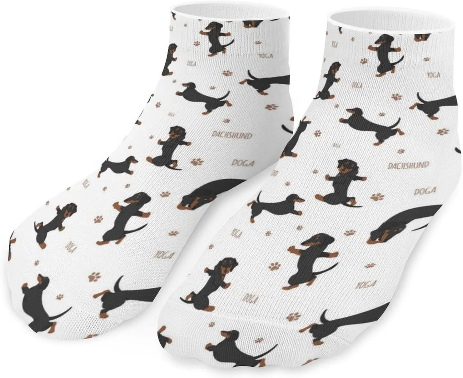 Women Girls Cute Ankle Fit No Show Low Cut Socks Dogs Poses Yoga and Exercises Dachshund Colorful Comfy Casual Athletic Short Trail Socks Novelty Gift