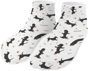 Women Girls Cute Ankle Fit No Show Low Cut Socks Dogs Poses Yoga and Exercises Dachshund Colorful Comfy Casual Athletic Short Trail Socks Novelty Gift