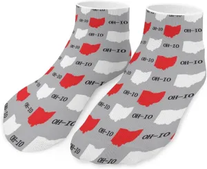 Women Girls Cute Ankle Fit No Show Low Cut Socks Oh-io State Gray Colorful Comfy Casual Athletic Short Trail Socks Novelty Gift