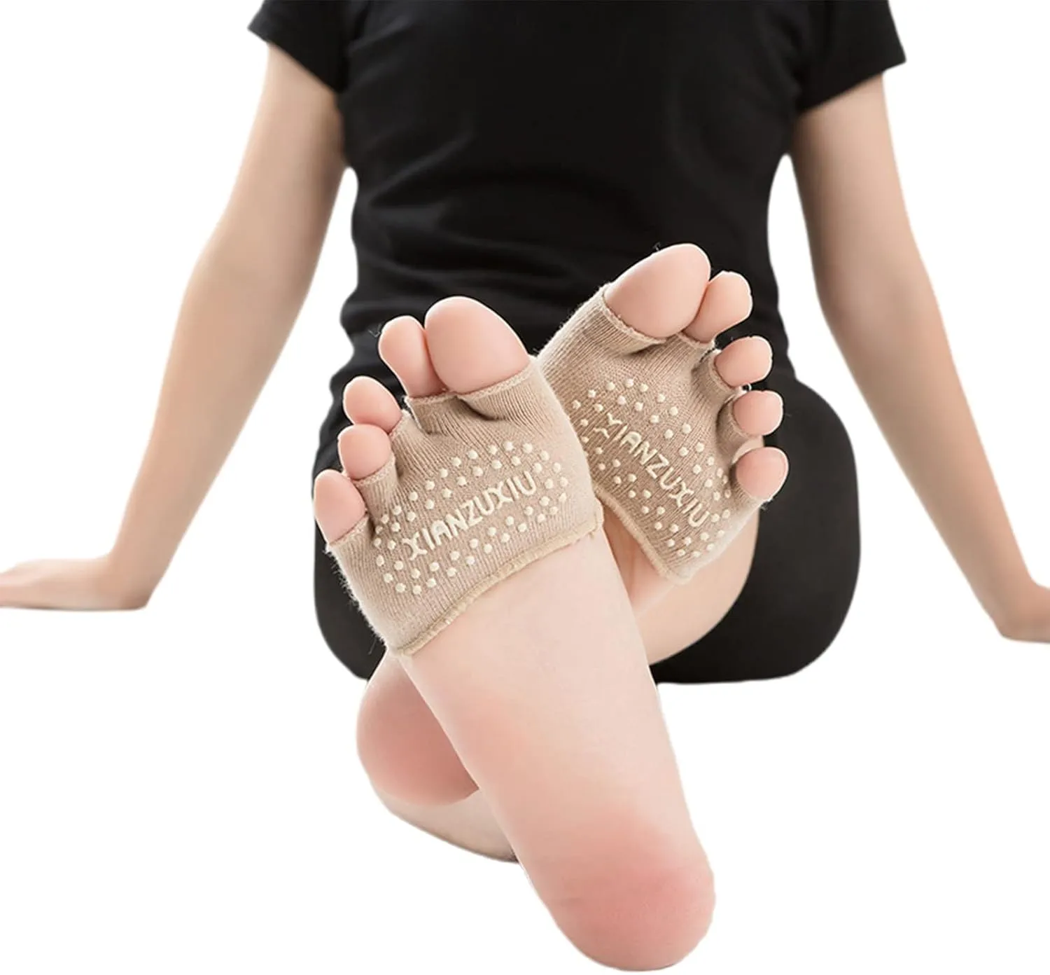 Women Man Half Sock Invisible Sport Running No Show Sock Non-Slip Five Finger Sock Moisture Wicking Half Sock