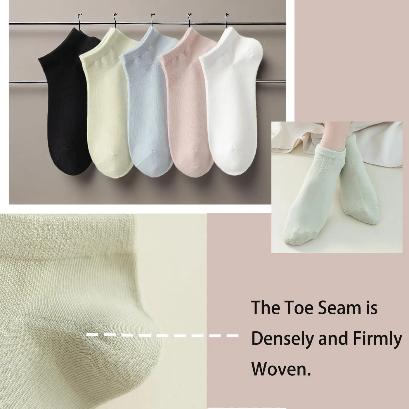 Women's Cotton Ankle Socks, Breathable Moisture-Wicking Sports Running Casual No Show Socks 5/10 Pairs