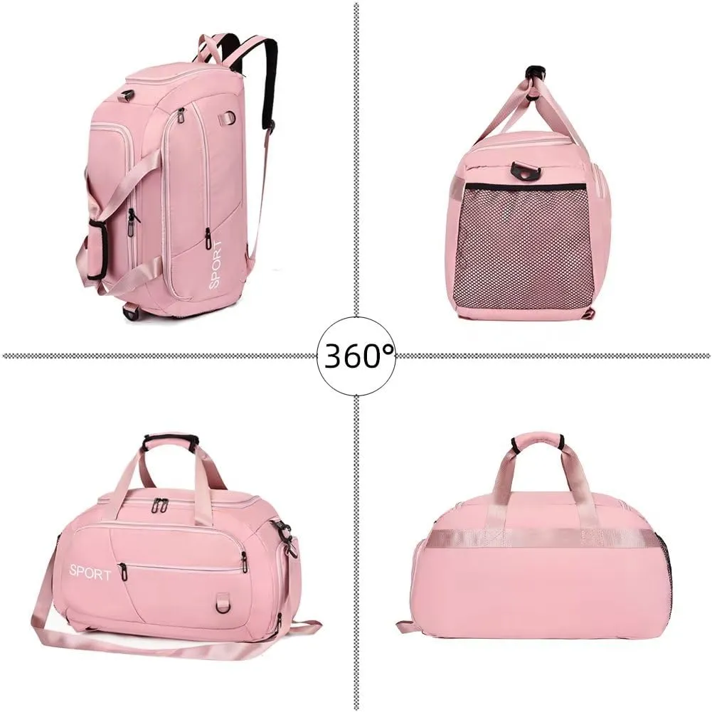 Womens Gym Bag Roomy Carry-on Bag Waterproof Travel Duffel Bag with Shoes Compartment Casual Gym Backpack for Sports