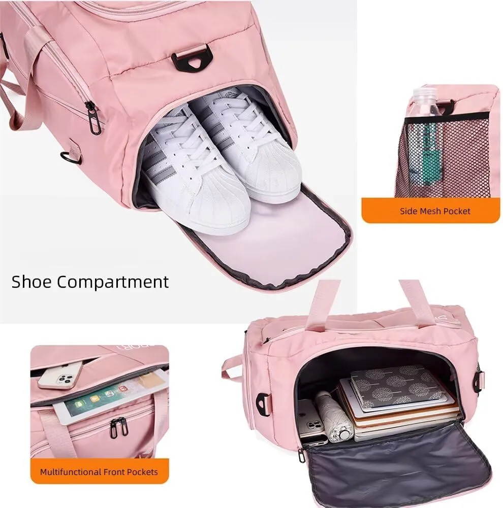 Womens Gym Bag Roomy Carry-on Bag Waterproof Travel Duffel Bag with Shoes Compartment Casual Gym Backpack for Sports