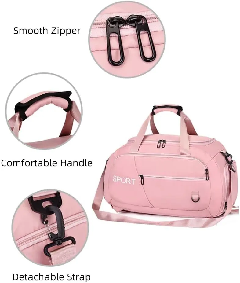 Womens Gym Bag Roomy Carry-on Bag Waterproof Travel Duffel Bag with Shoes Compartment Casual Gym Backpack for Sports