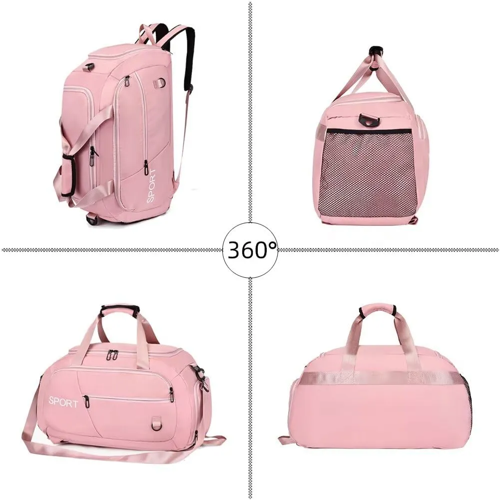 Womens Gym Bag Roomy Carry-on Bag Waterproof Travel Duffel Bag with Shoes Compartment Casual Gym Backpack for Sports