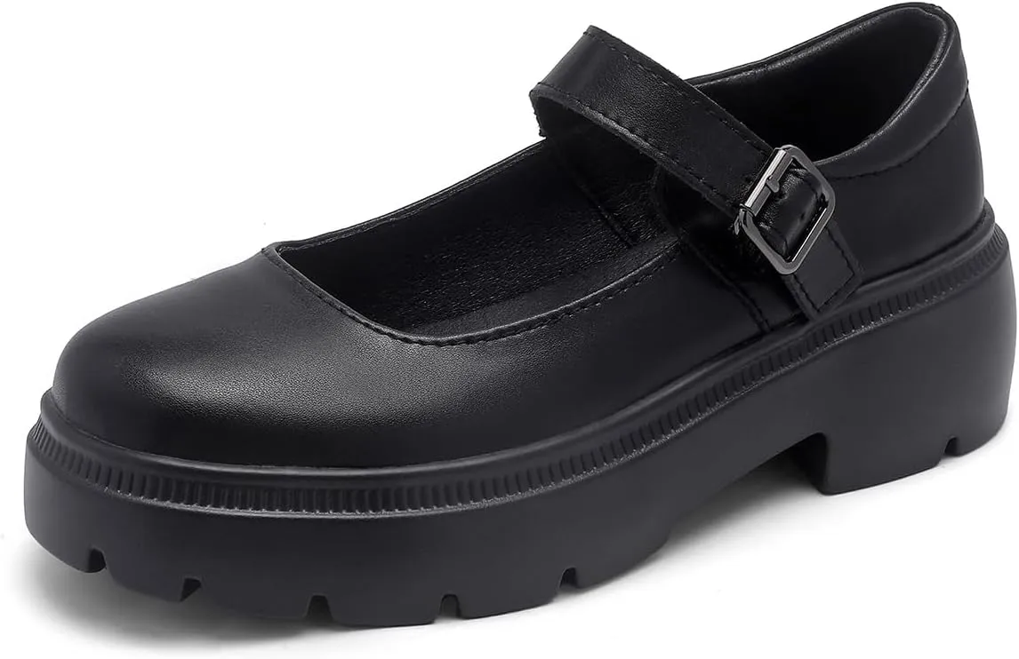 Womens Mary Jane Shoes Round Toe Ankle Buckle Strap Chunky Heel Platform Pumps Comfortable for Casual Dressy Party Work Oxfords