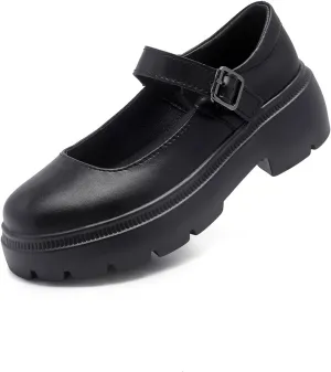 Womens Mary Jane Shoes Round Toe Ankle Buckle Strap Chunky Heel Platform Pumps Comfortable for Casual Dressy Party Work Oxfords