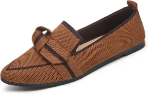 Women's Pointed-Toe Mesh Flats Dress Shoes Comfort Breathable Bow Soft Knit Slip Ons Ballets for Party Wedding Office Business Casual