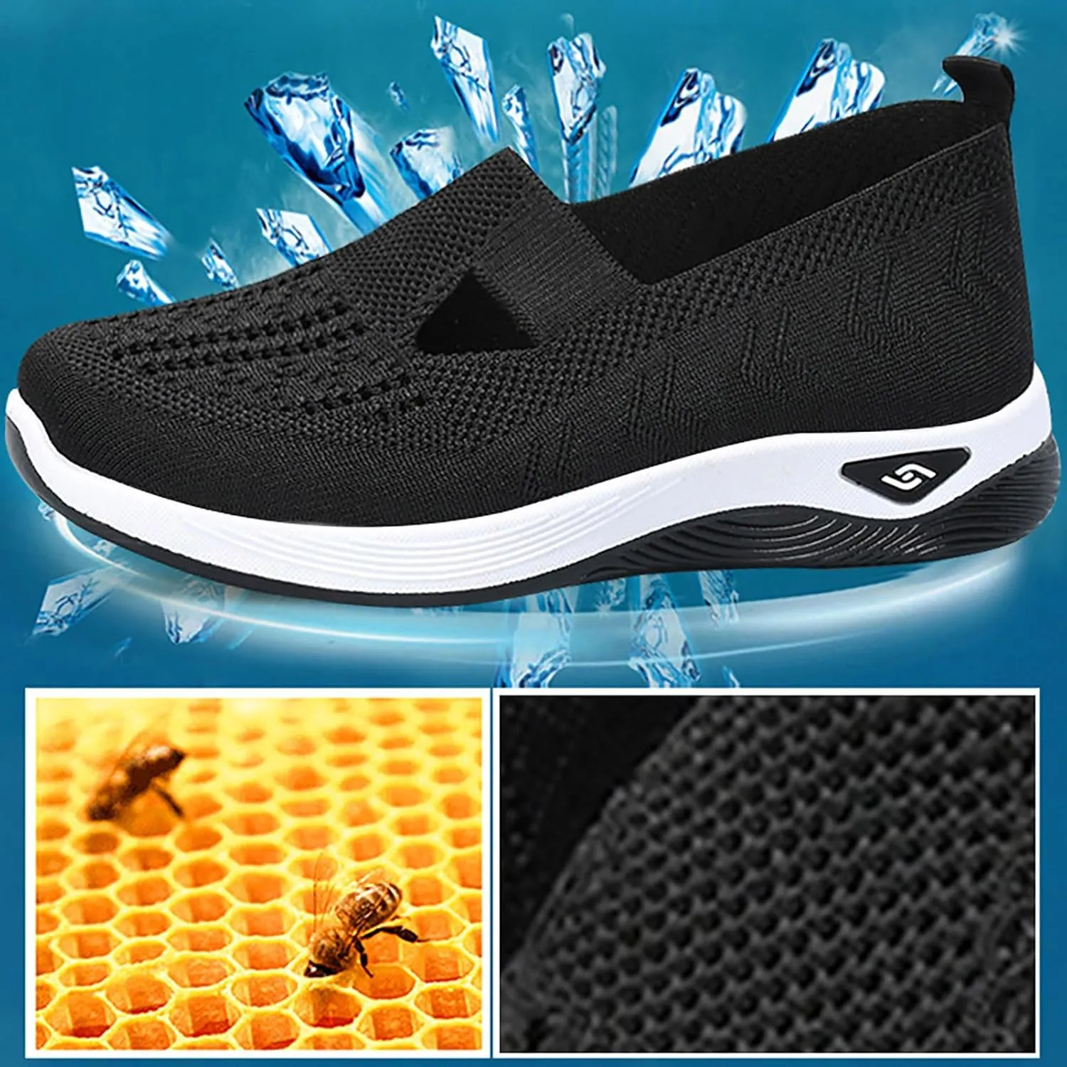 Women's Woven Orthopedic Breathable Soft Shoes Tennis Shoes Womens Comfortable White Casual Shoes Slip On Sneakers White Tennis Shoe Cross Trainer Shoe