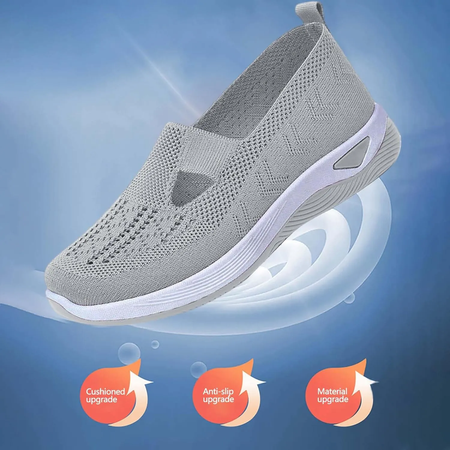 Women's Woven Orthopedic Breathable Soft Shoes Tennis Shoes Womens Comfortable White Casual Shoes Slip On Sneakers White Tennis Shoe Cross Trainer Shoe