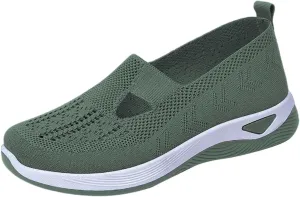 Women's Woven Orthopedic Breathable Soft Shoes Tennis Shoes Womens Comfortable White Casual Shoes Slip On Sneakers White Tennis Shoe Cross Trainer Shoe