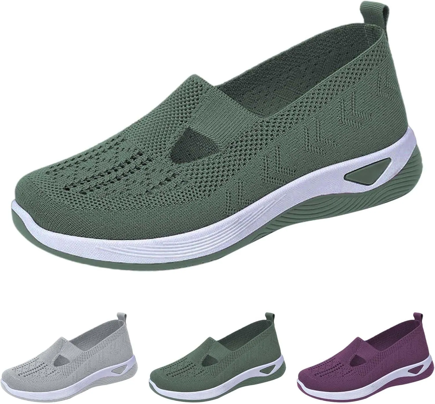Women's Woven Orthopedic Breathable Soft Shoes Tennis Shoes Womens Comfortable White Casual Shoes Slip On Sneakers White Tennis Shoe Cross Trainer Shoe