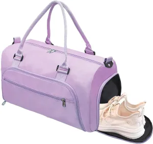 woogwin Gym Bag for Women & Men with Shoes Compartment & Wet Pocket Sports Travel Duffle Bags Workout Bag, Purple, Medium
