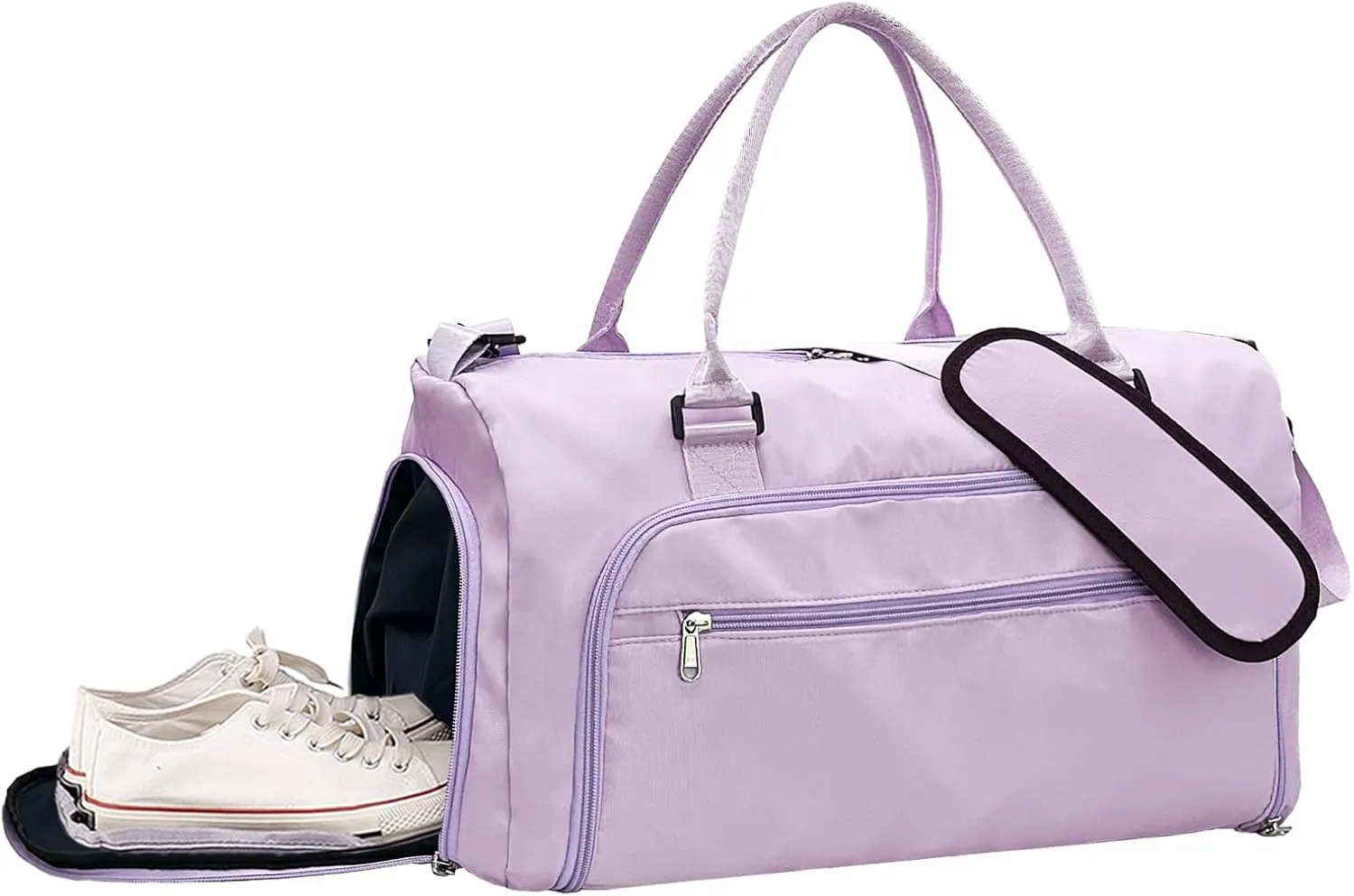 woogwin Gym Bag for Women & Men with Shoes Compartment & Wet Pocket Sports Travel Duffle Bags Workout Bag, Purple, Medium