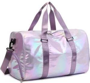 Yaopeing Gym Bag with Shoes Compartment,Sports Duffle Bag for Girls,Waterproof Travel Gym Tote Bags for Women,Purple