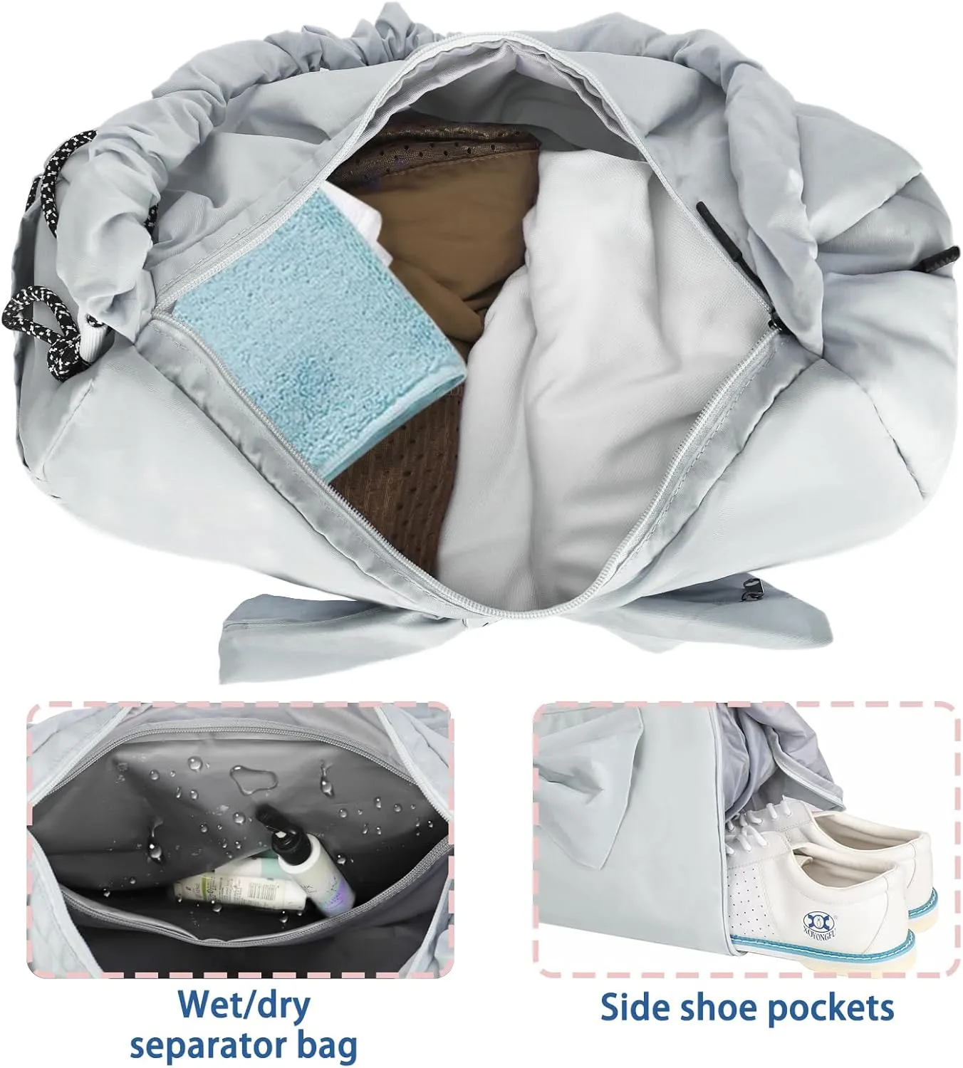 Yoga Bag with Shoes Compartment,Women Single-Shoulder Bag Butterfly Wet Dry Storage Pockets & Adjustable Yoga Mat Holder