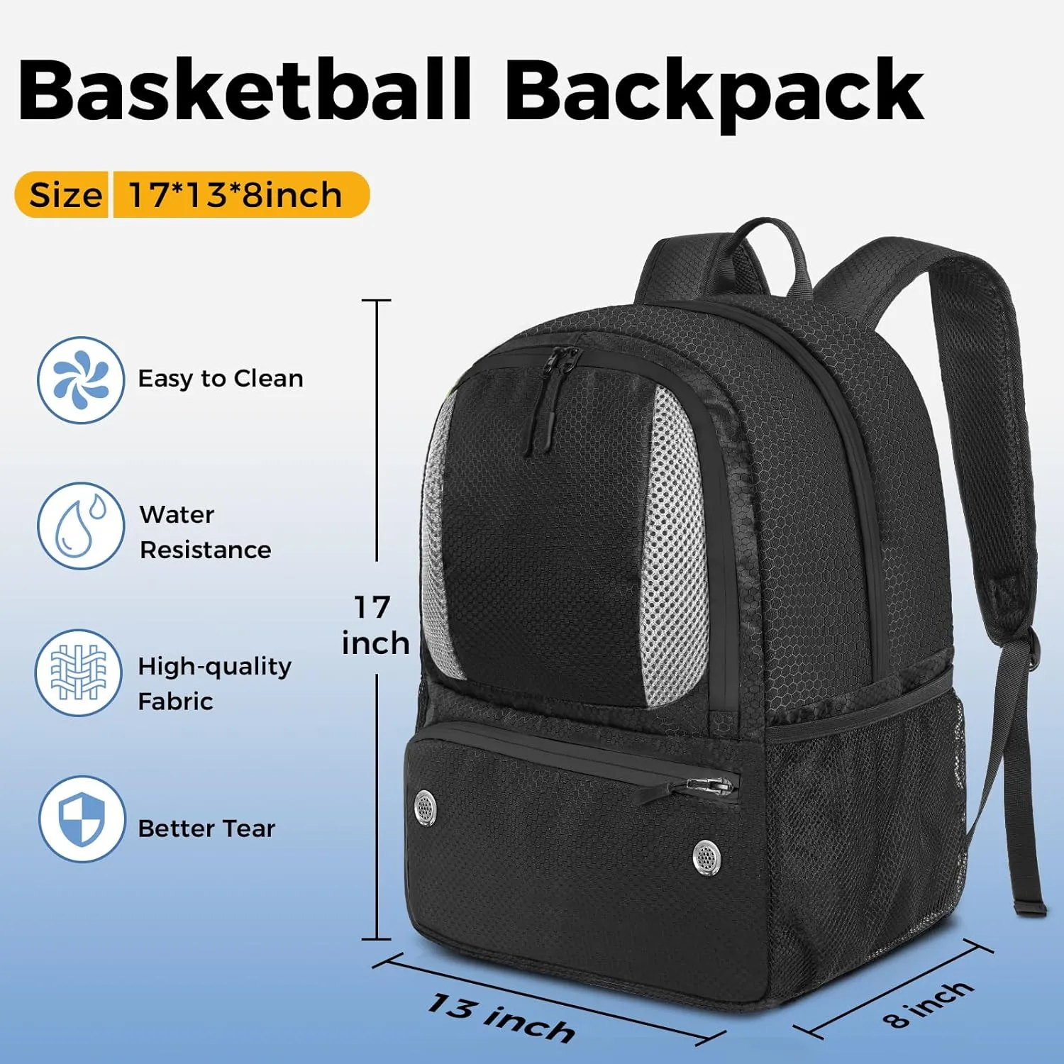 YOREPEK Basketball Backpack, Lightweight Basketball Bag with Ball Holder & Shoes Compartment, Sports Backpack Training Equipment Fit Soccer Volleyball Football