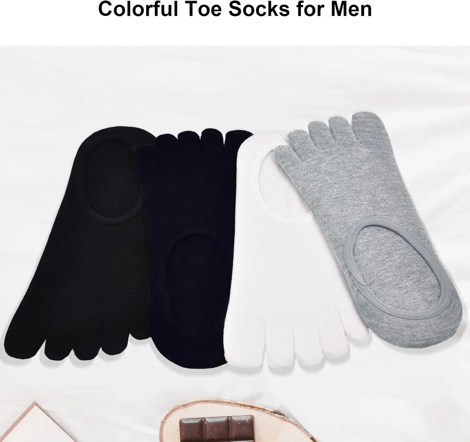 ZAKASA No-Show Toe Socks Men: Five Finger Socks Invisible Liner Low Cut for Running Loafers Athletic Shoes